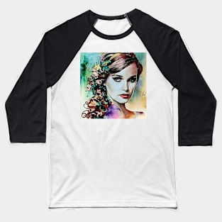 watercolor image of Natalie Baseball T-Shirt